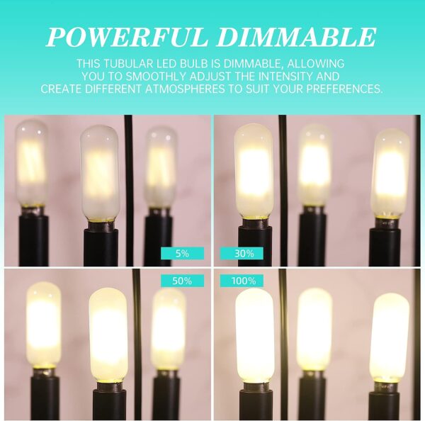 AMDTU E12 LED Bulb Daylight White 4000K, Frosted Candelabra Light Bulbs , Dimmable, Tubular T6 T25 , 6 Pack - Image 4